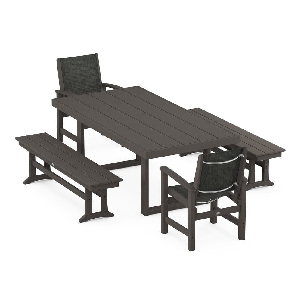 POLYWOOD® - Coastal 5-Piece Dining Set with Trestle Legs - PWS870 Outdoor Furniture POLYWOOD®