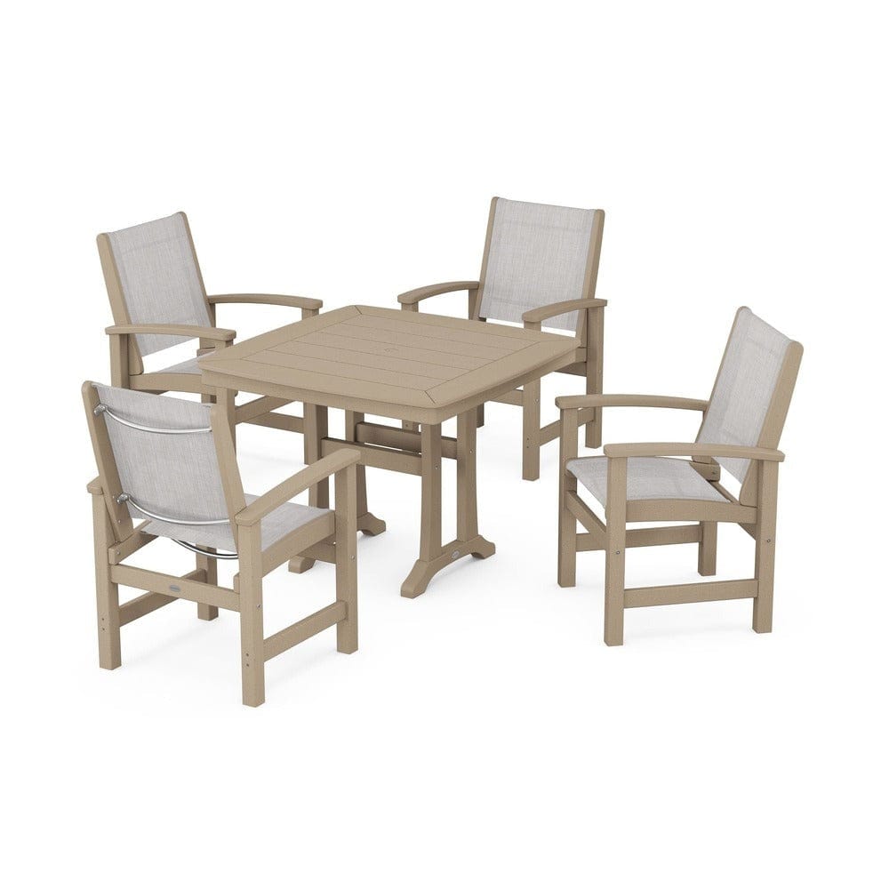 POLYWOOD® - Coastal 5-Piece Dining Set with Trestle Legs - PWS966 Outdoor Furniture POLYWOOD®