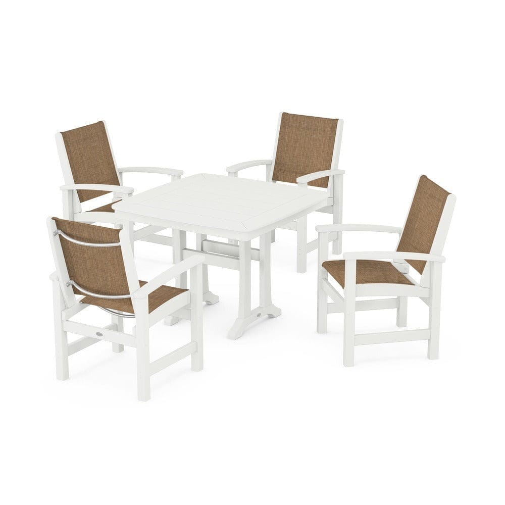 POLYWOOD® Outdoor Furniture POLYWOOD® - Coastal 5-Piece Dining Set with Trestle Legs - PWS966