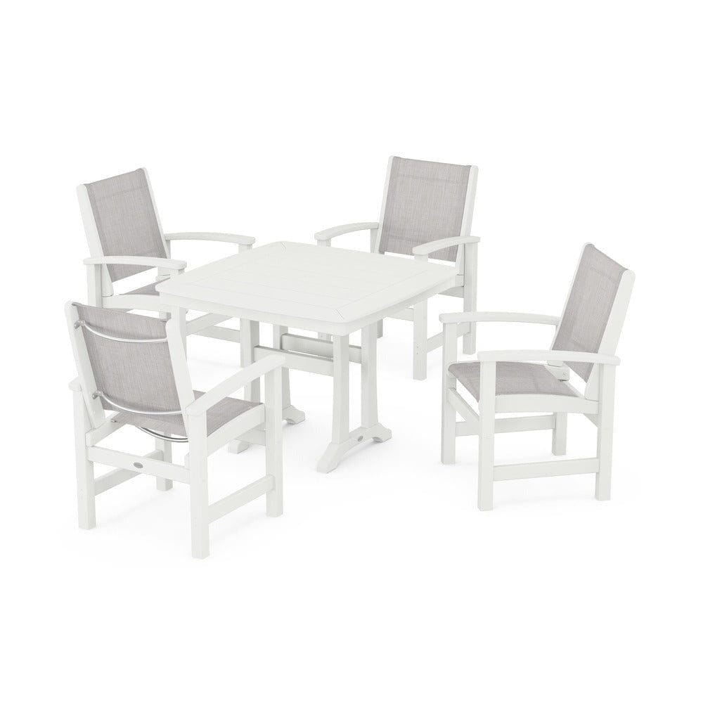 POLYWOOD® Outdoor Furniture POLYWOOD® - Coastal 5-Piece Dining Set with Trestle Legs - PWS966