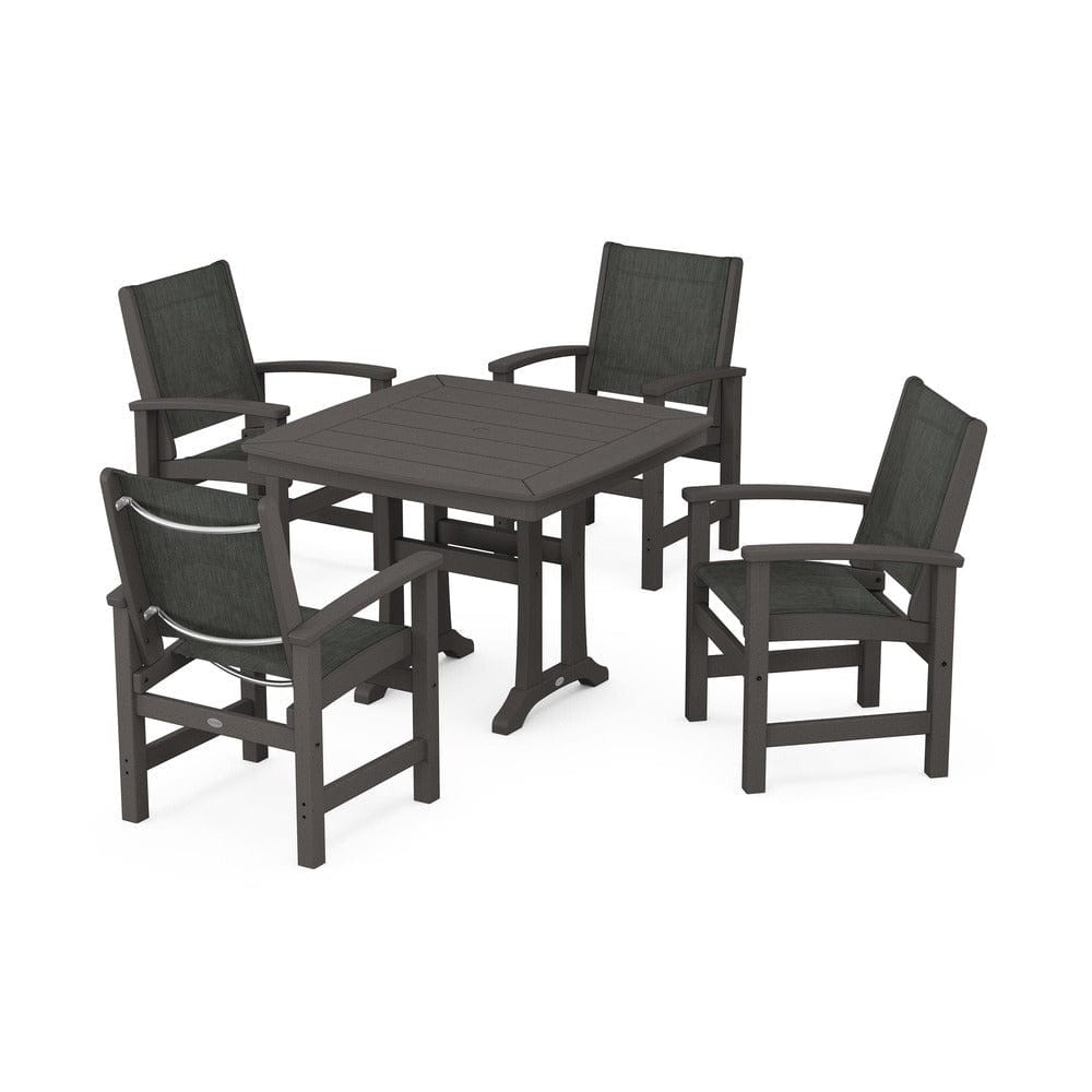 POLYWOOD® Outdoor Furniture POLYWOOD® - Coastal 5-Piece Dining Set with Trestle Legs - PWS966