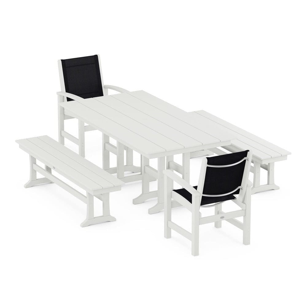 POLYWOOD® Outdoor Furniture POLYWOOD® - Coastal 5-Piece Farmhouse Dining Set - PWS1175
