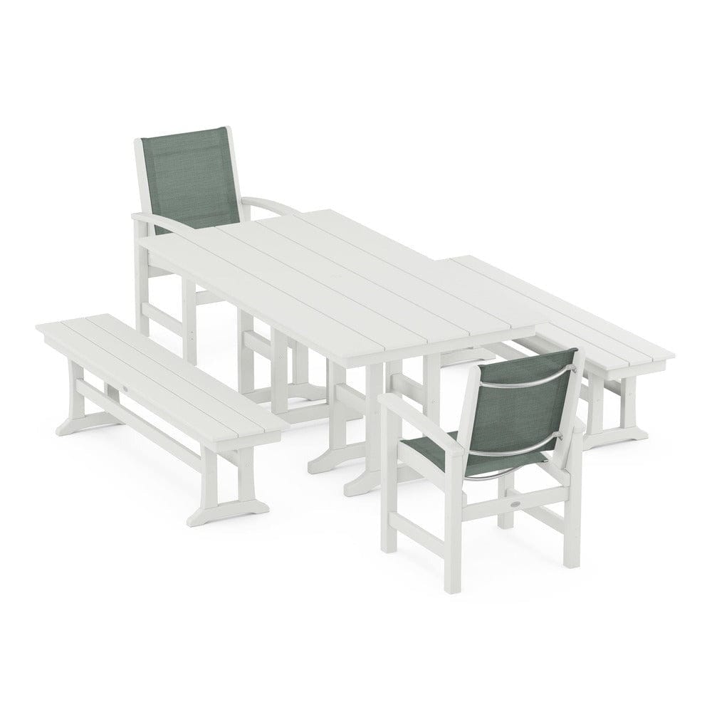 POLYWOOD® Outdoor Furniture POLYWOOD® - Coastal 5-Piece Farmhouse Dining Set - PWS1175