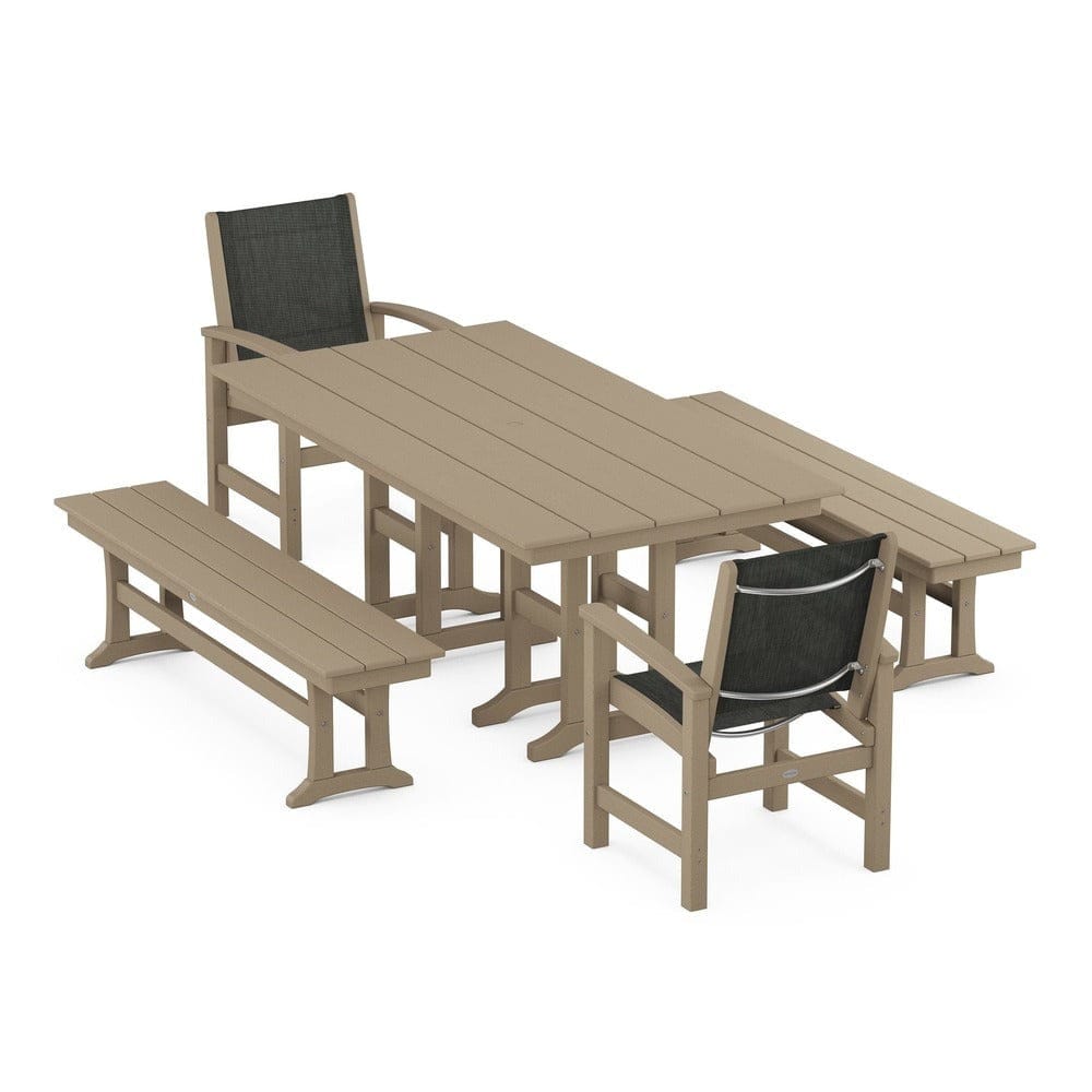 POLYWOOD® Outdoor Furniture POLYWOOD® - Coastal 5-Piece Farmhouse Dining Set - PWS1175