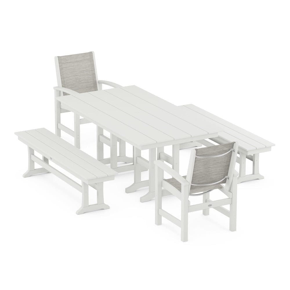 POLYWOOD® Outdoor Furniture POLYWOOD® - Coastal 5-Piece Farmhouse Dining Set - PWS1175