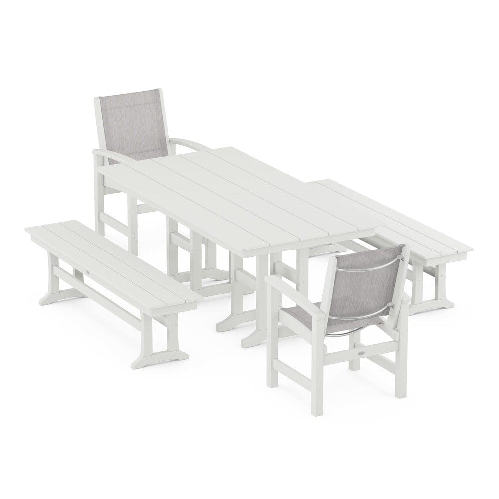 POLYWOOD® Outdoor Furniture POLYWOOD® - Coastal 5-Piece Farmhouse Dining Set - PWS1175