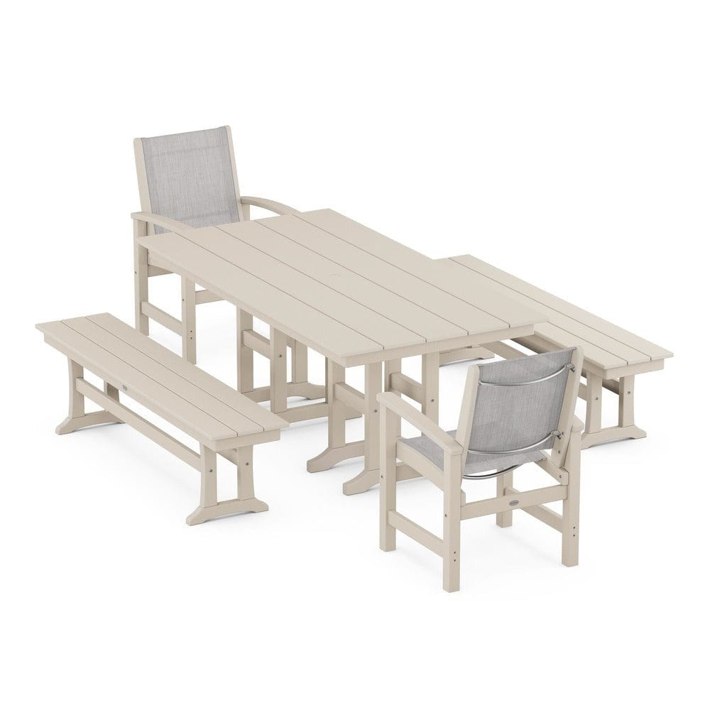 POLYWOOD® - Coastal 5-Piece Farmhouse Dining Set - PWS1175 Outdoor Furniture POLYWOOD®