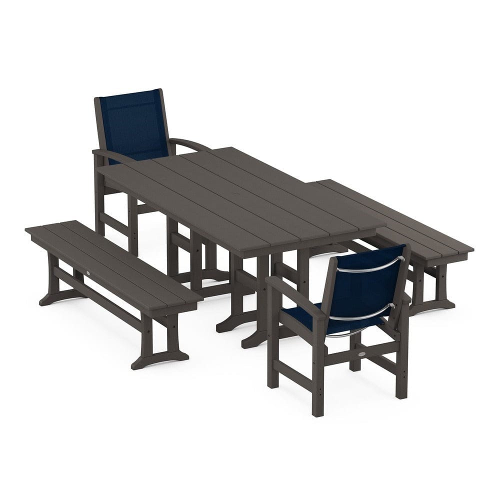 POLYWOOD® - Coastal 5-Piece Farmhouse Dining Set - PWS1175 Outdoor Furniture POLYWOOD®