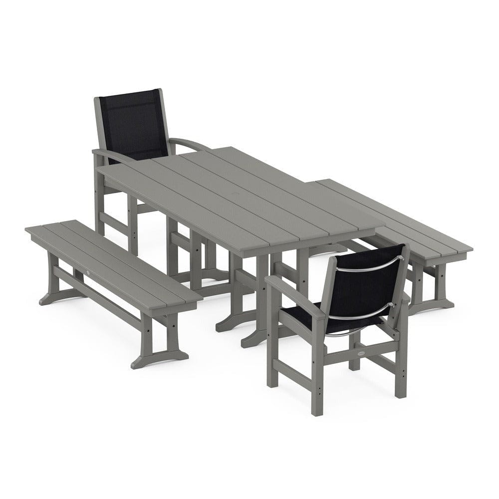 POLYWOOD® - Coastal 5-Piece Farmhouse Dining Set - PWS1175 Outdoor Furniture POLYWOOD®