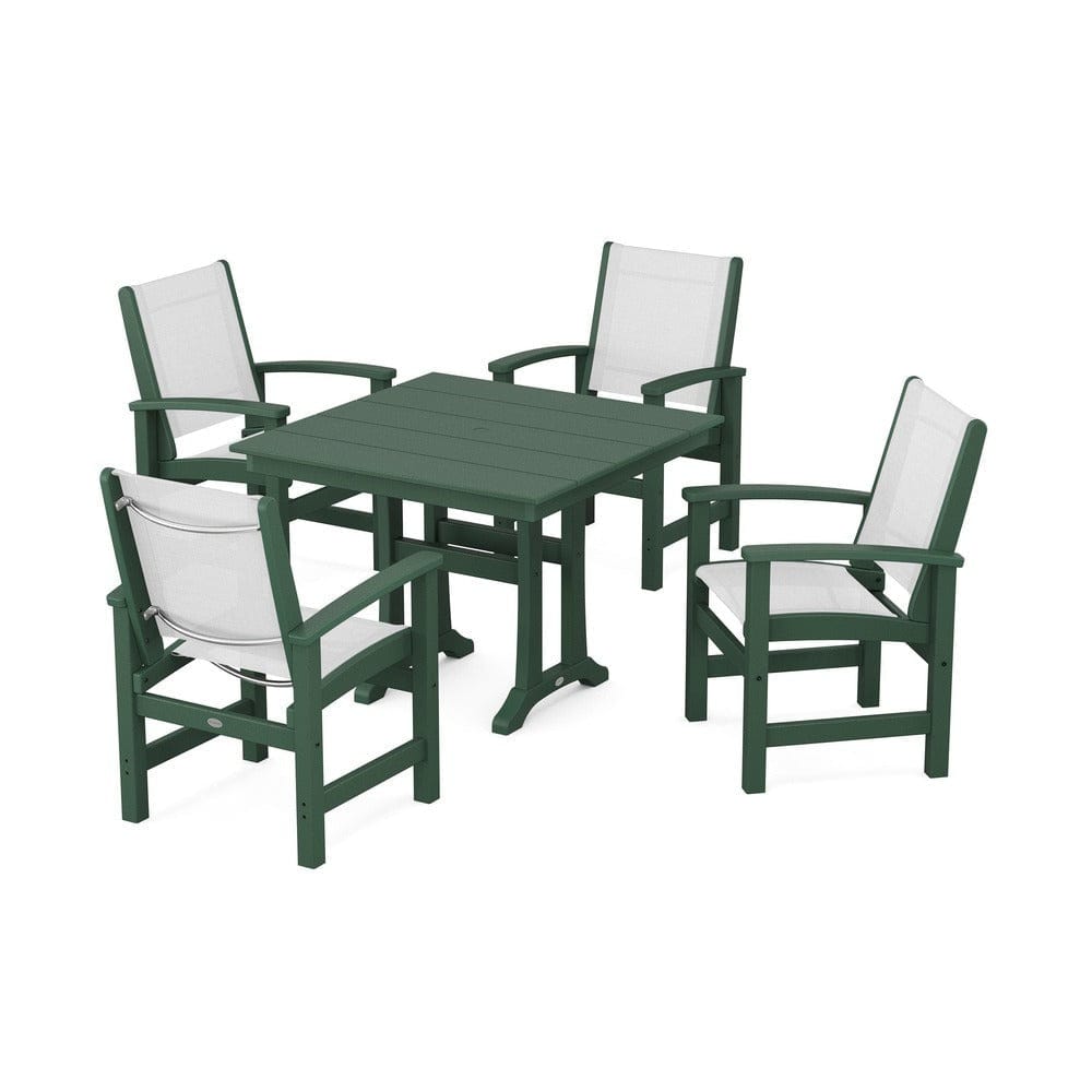 POLYWOOD® - Coastal 5-Piece Farmhouse Dining Set With Trestle Legs - PWS944 Outdoor Furniture POLYWOOD®