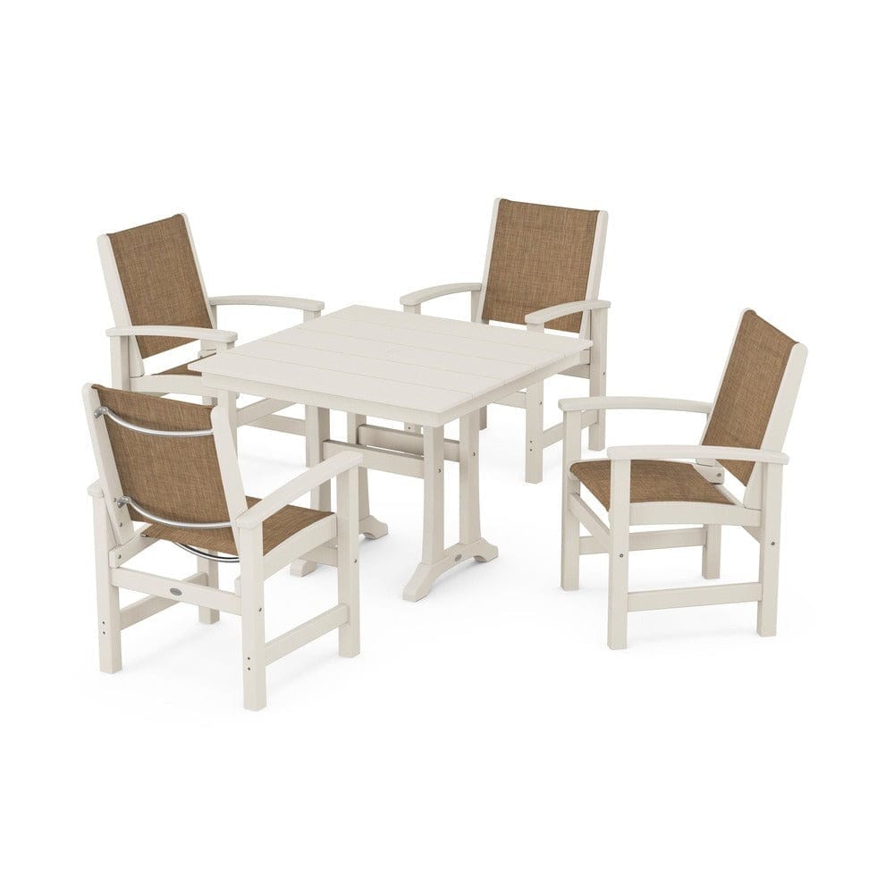 POLYWOOD® - Coastal 5-Piece Farmhouse Dining Set With Trestle Legs - PWS944 Outdoor Furniture POLYWOOD®