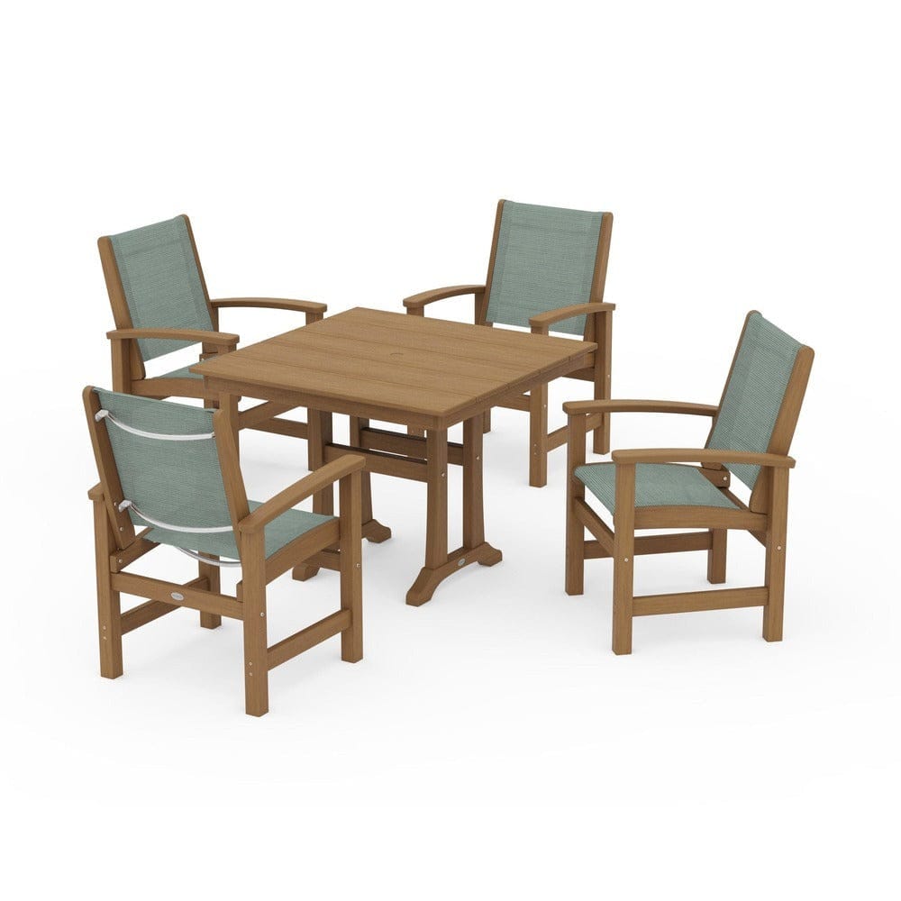 POLYWOOD® Outdoor Furniture POLYWOOD® - Coastal 5-Piece Farmhouse Dining Set With Trestle Legs - PWS944