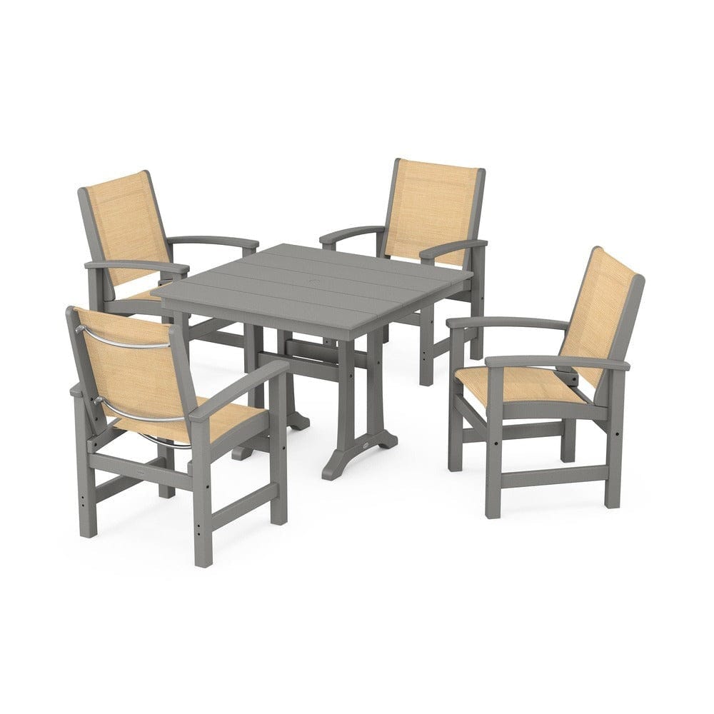 POLYWOOD® - Coastal 5-Piece Farmhouse Dining Set With Trestle Legs - PWS944