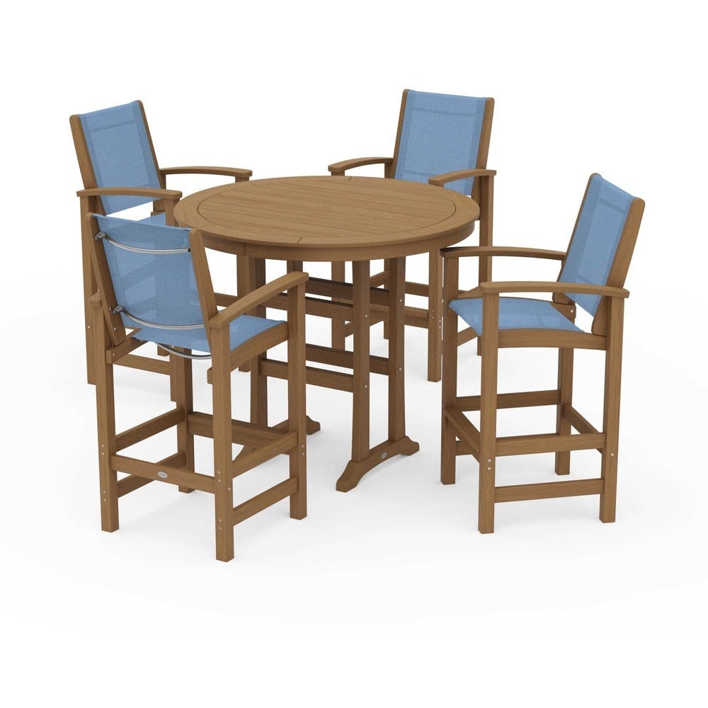 POLYWOOD® Outdoor Furniture POLYWOOD® - Coastal 5-Piece Nautical Trestle Bar Set - PWS304