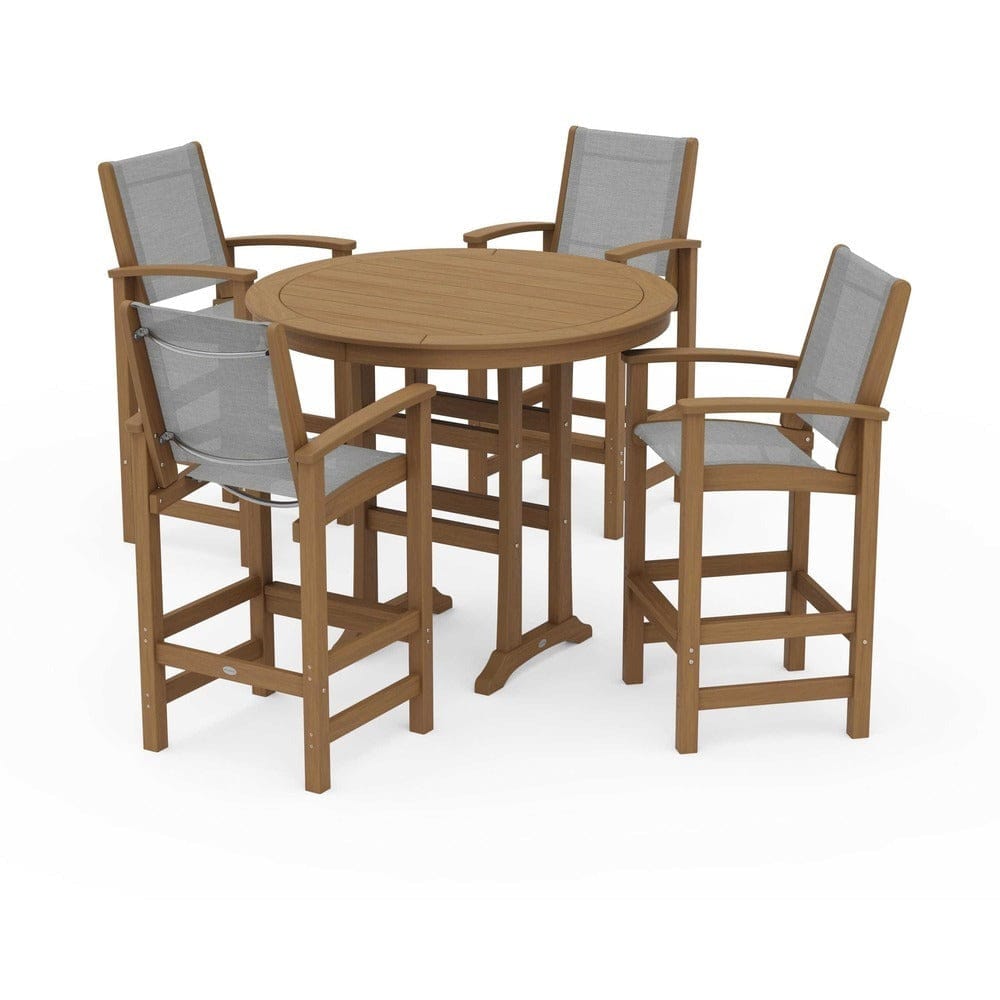 POLYWOOD® Outdoor Furniture POLYWOOD® - Coastal 5-Piece Nautical Trestle Bar Set - PWS304