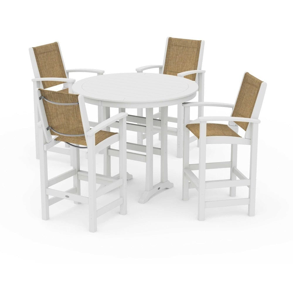 POLYWOOD® Outdoor Furniture POLYWOOD® - Coastal 5-Piece Nautical Trestle Bar Set - PWS304