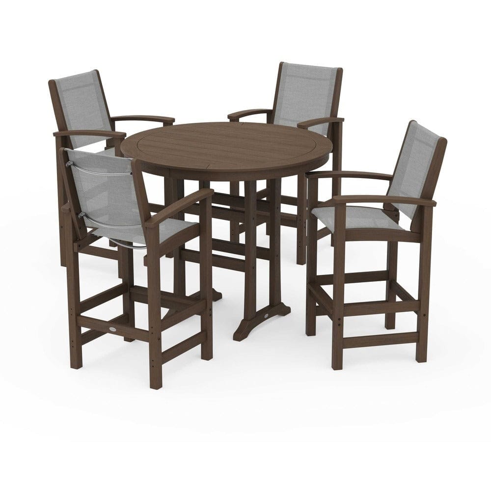 POLYWOOD® Outdoor Furniture POLYWOOD® - Coastal 5-Piece Nautical Trestle Bar Set - PWS304