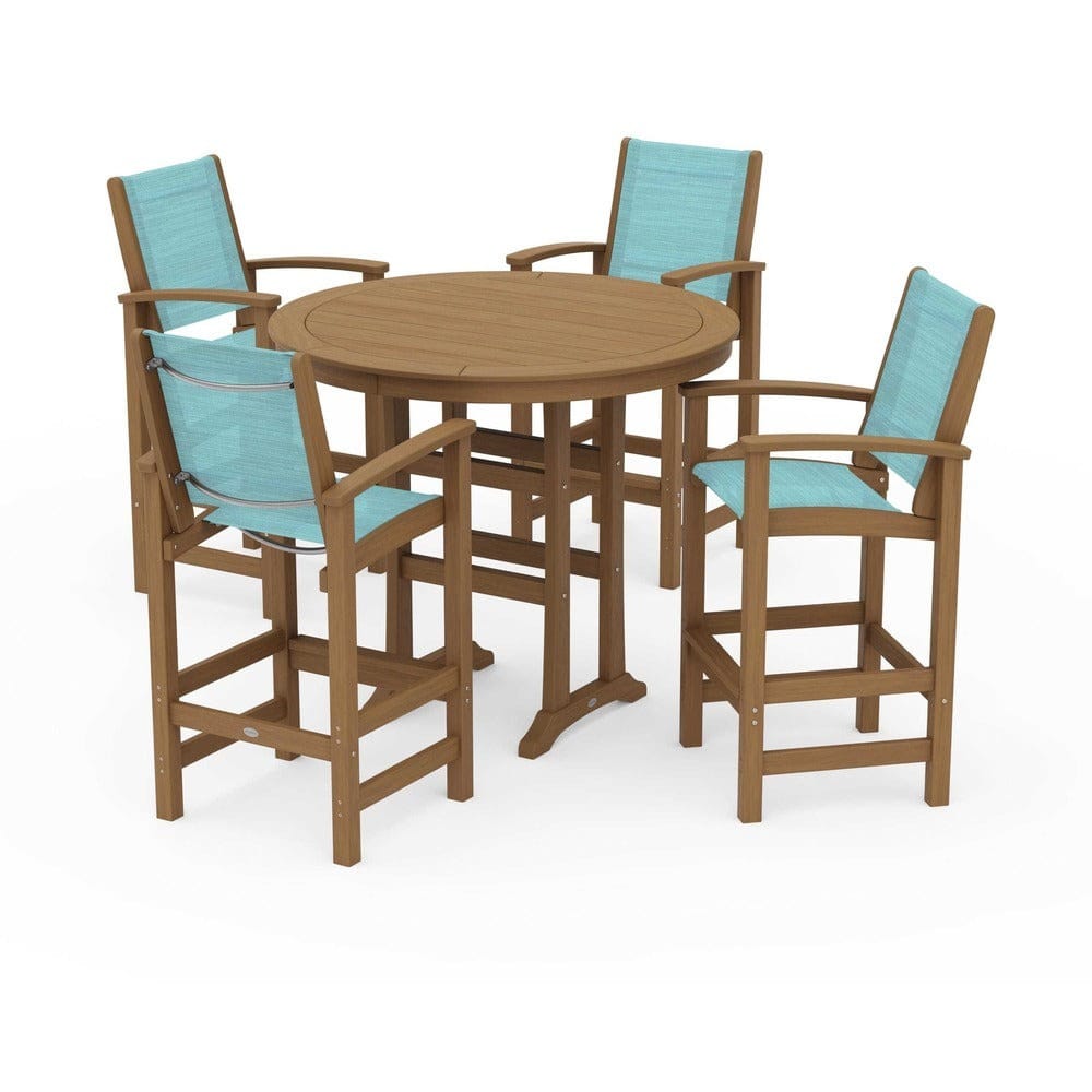 POLYWOOD® Outdoor Furniture POLYWOOD® - Coastal 5-Piece Nautical Trestle Bar Set - PWS304