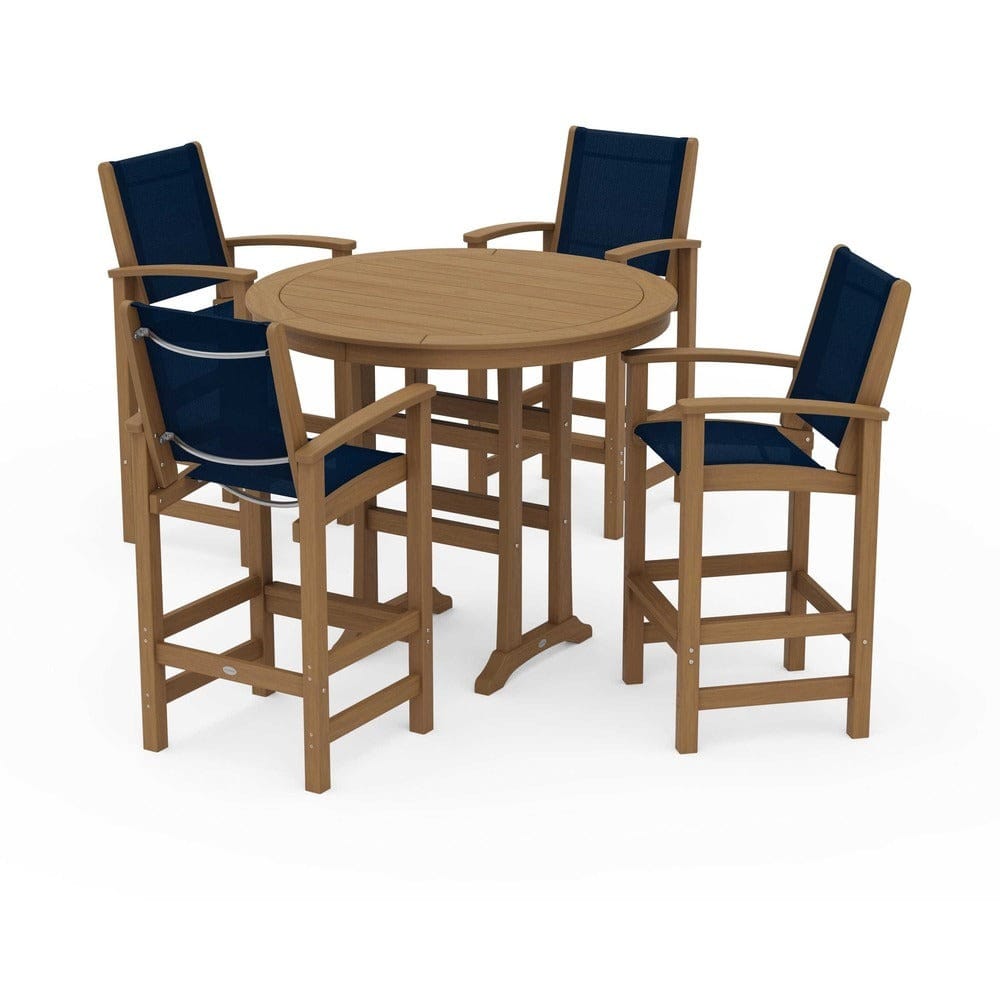 POLYWOOD® Outdoor Furniture POLYWOOD® - Coastal 5-Piece Nautical Trestle Bar Set - PWS304