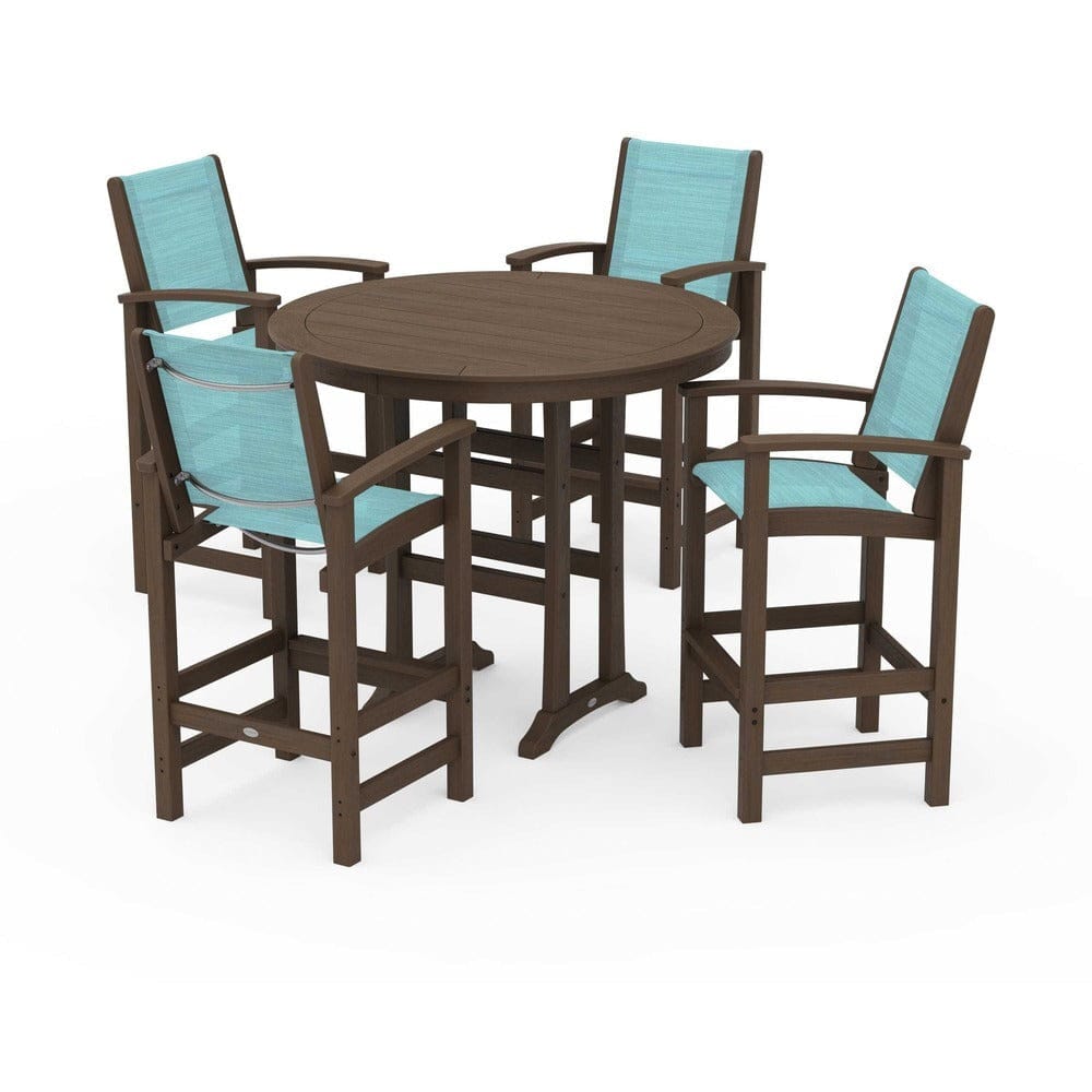 POLYWOOD® Outdoor Furniture POLYWOOD® - Coastal 5-Piece Nautical Trestle Bar Set - PWS304