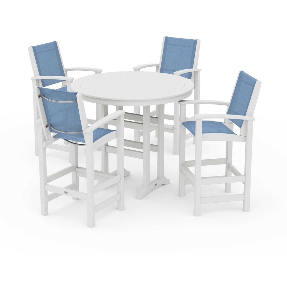 POLYWOOD® Outdoor Furniture POLYWOOD® - Coastal 5-Piece Nautical Trestle Bar Set - PWS304