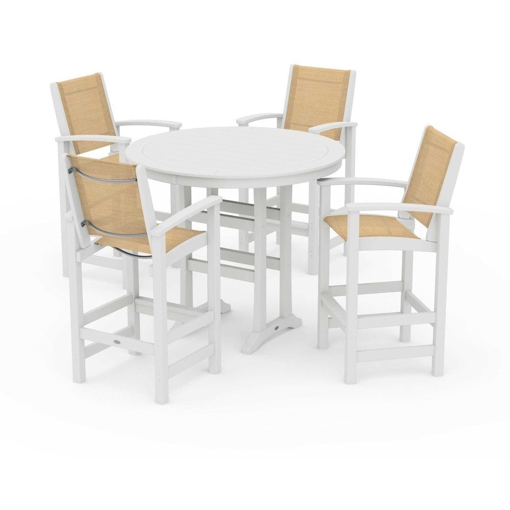 POLYWOOD® Outdoor Furniture POLYWOOD® - Coastal 5-Piece Nautical Trestle Bar Set - PWS304