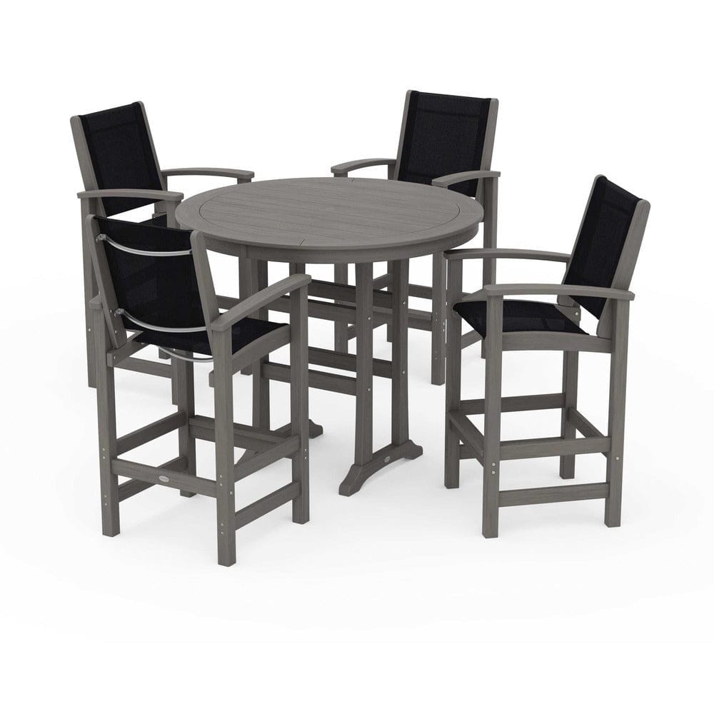 POLYWOOD® Outdoor Furniture POLYWOOD® - Coastal 5-Piece Nautical Trestle Bar Set - PWS304