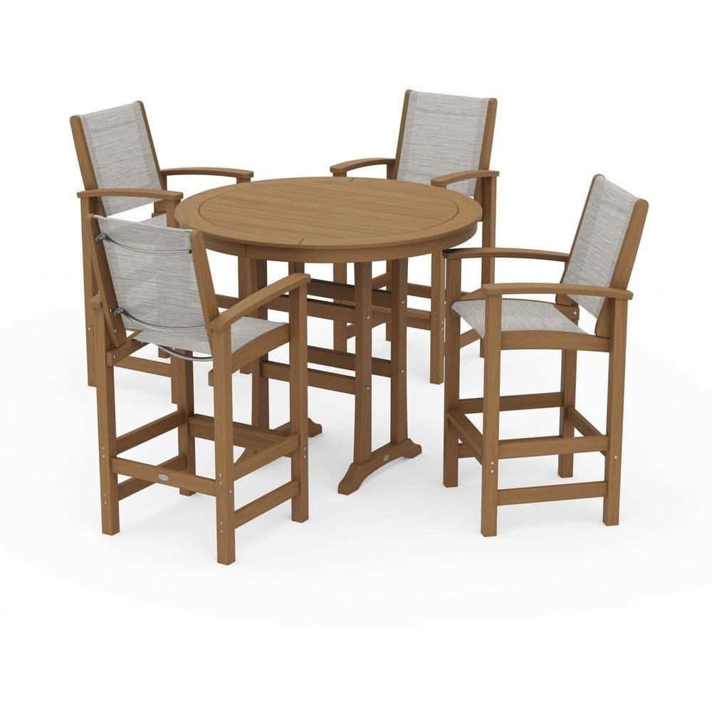 POLYWOOD® Outdoor Furniture POLYWOOD® - Coastal 5-Piece Nautical Trestle Bar Set - PWS304