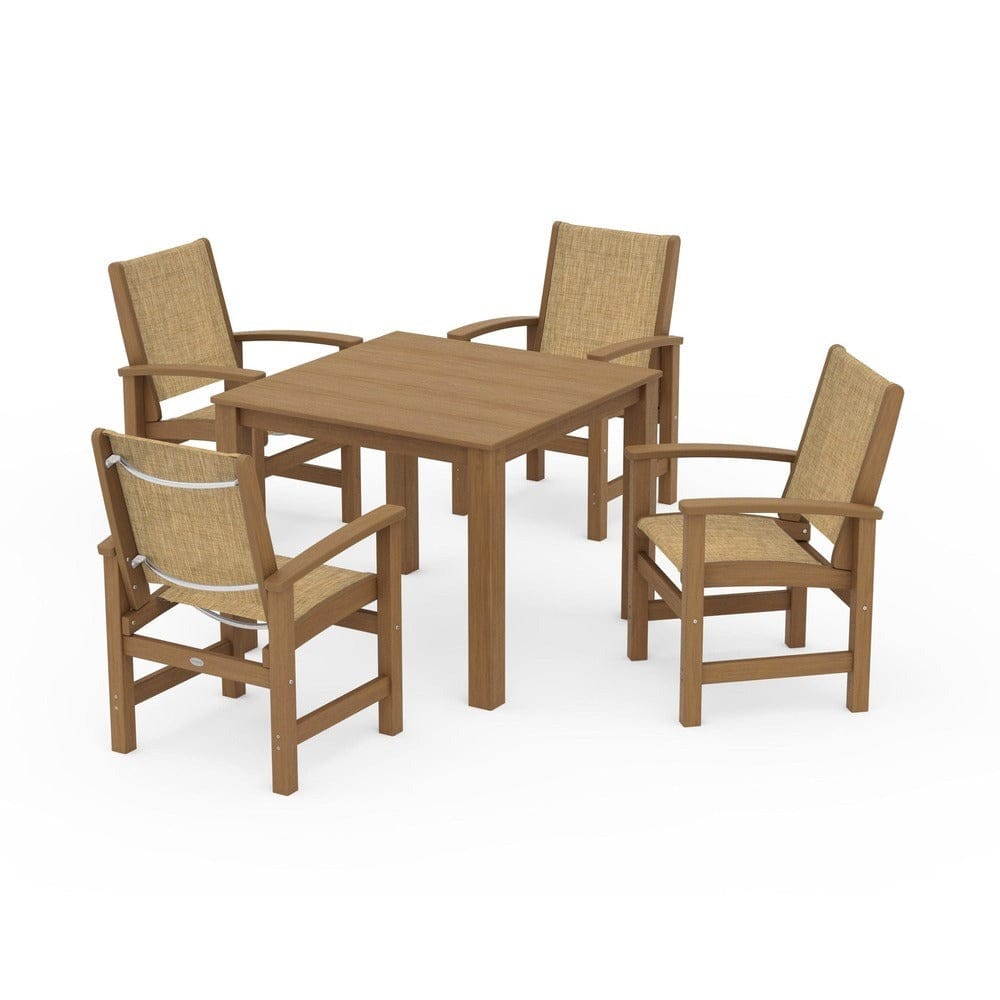 POLYWOOD® Outdoor Furniture Natural / Burlap Sling POLYWOOD® - Coastal 5-Piece Parsons Dining Set - PWS2278