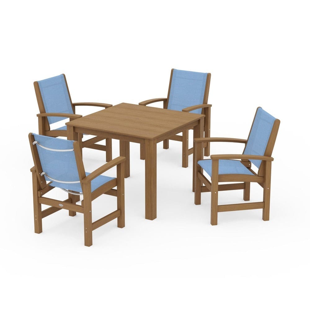 POLYWOOD® Outdoor Furniture Natural / Poolside Sling POLYWOOD® - Coastal 5-Piece Parsons Dining Set - PWS2278