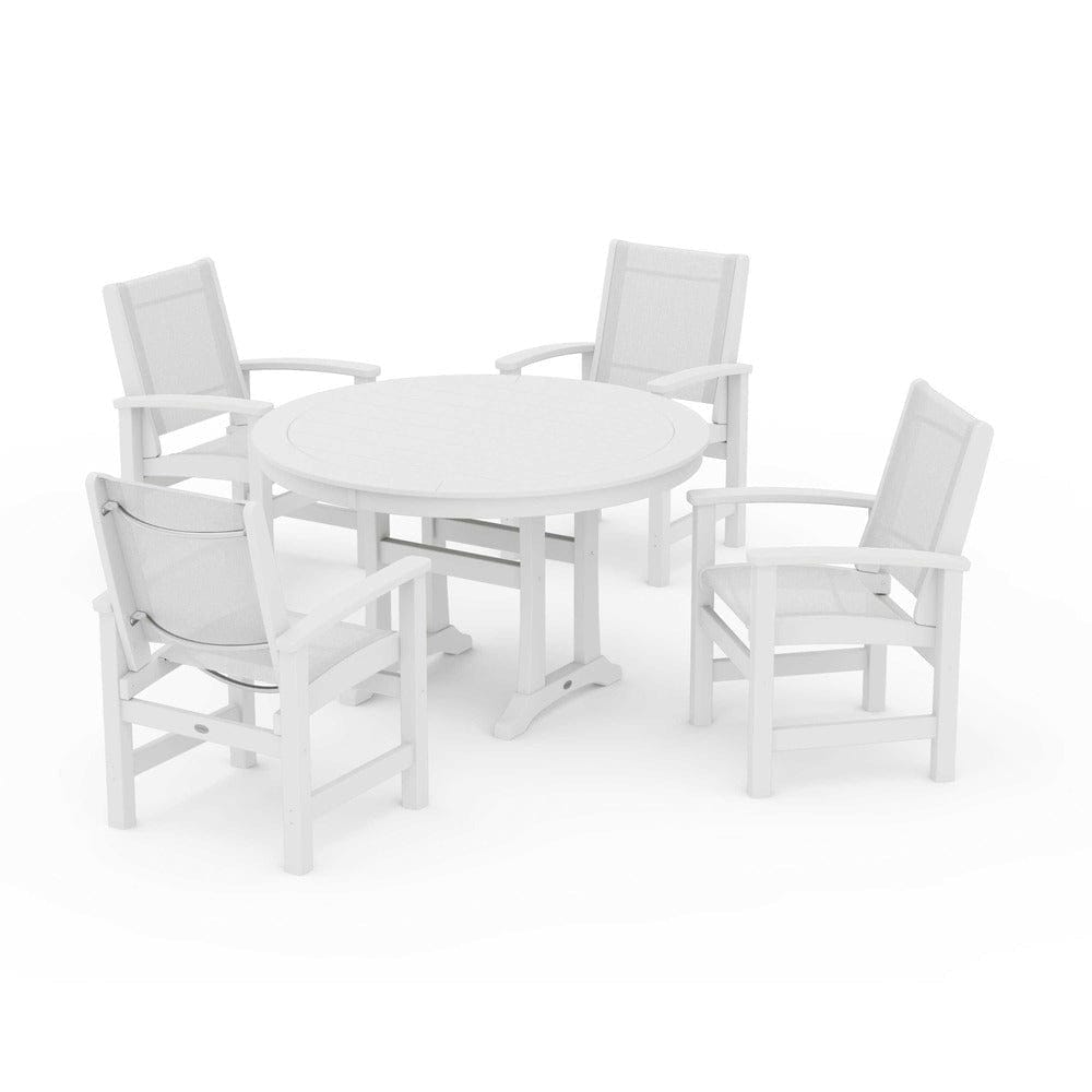 POLYWOOD® - Coastal 5-Piece Round Dining Set with Trestle Legs - PWS1119
