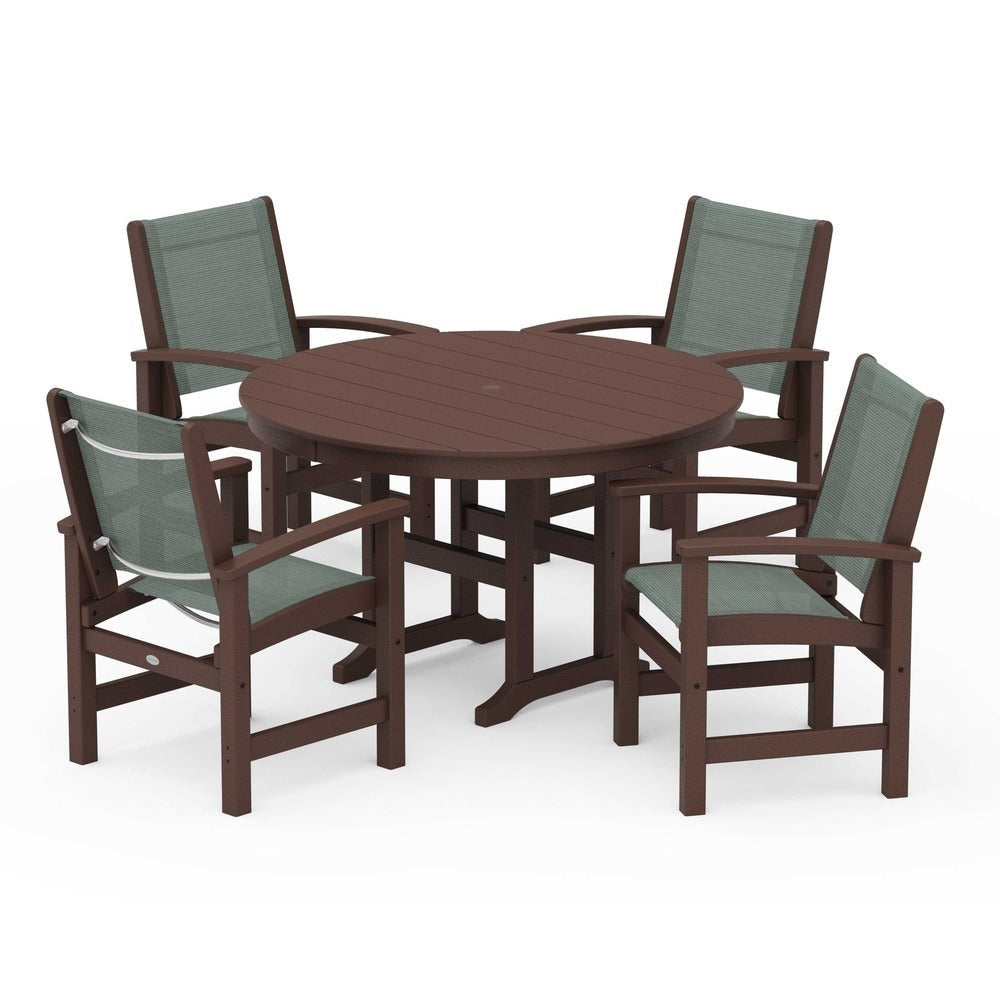 POLYWOOD® Coastal 5-Piece Round Farmhouse Dining Set - PWS155