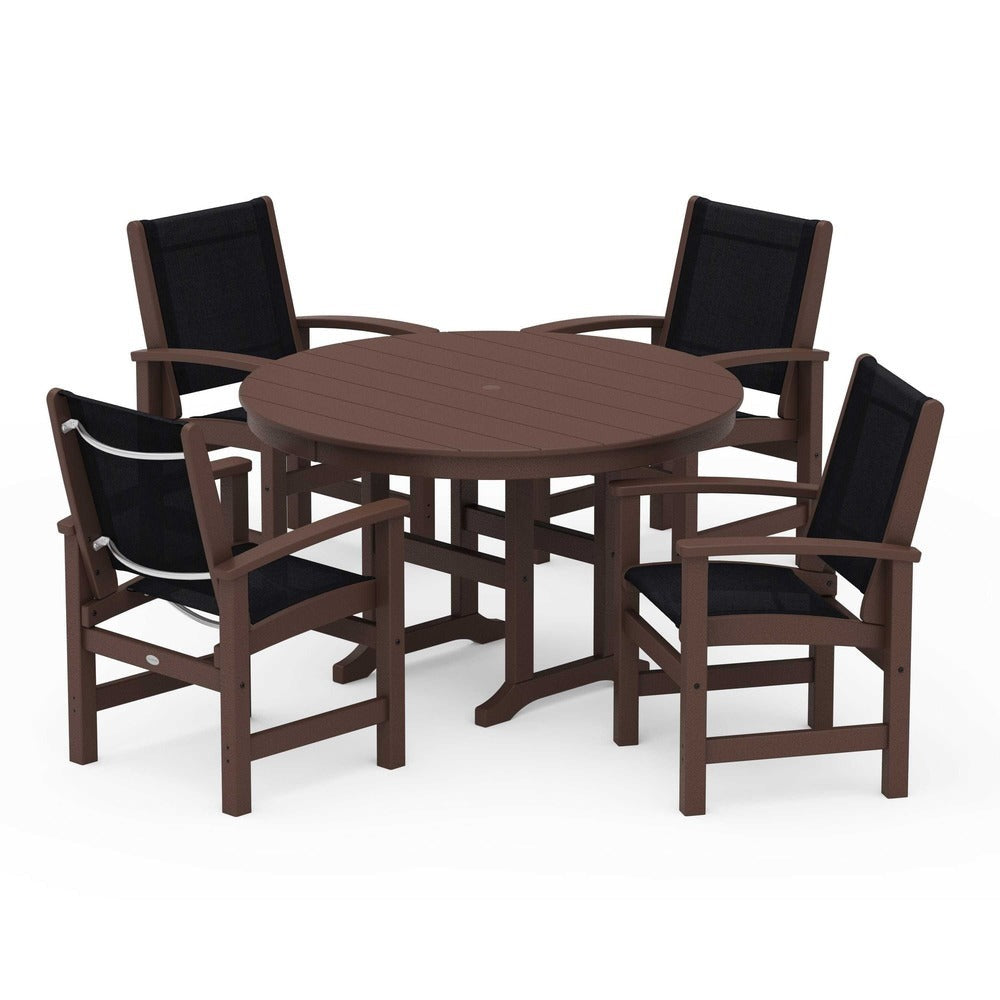 POLYWOOD® Coastal 5-Piece Round Farmhouse Dining Set - PWS155 Outdoor Furniture POLYWOOD®