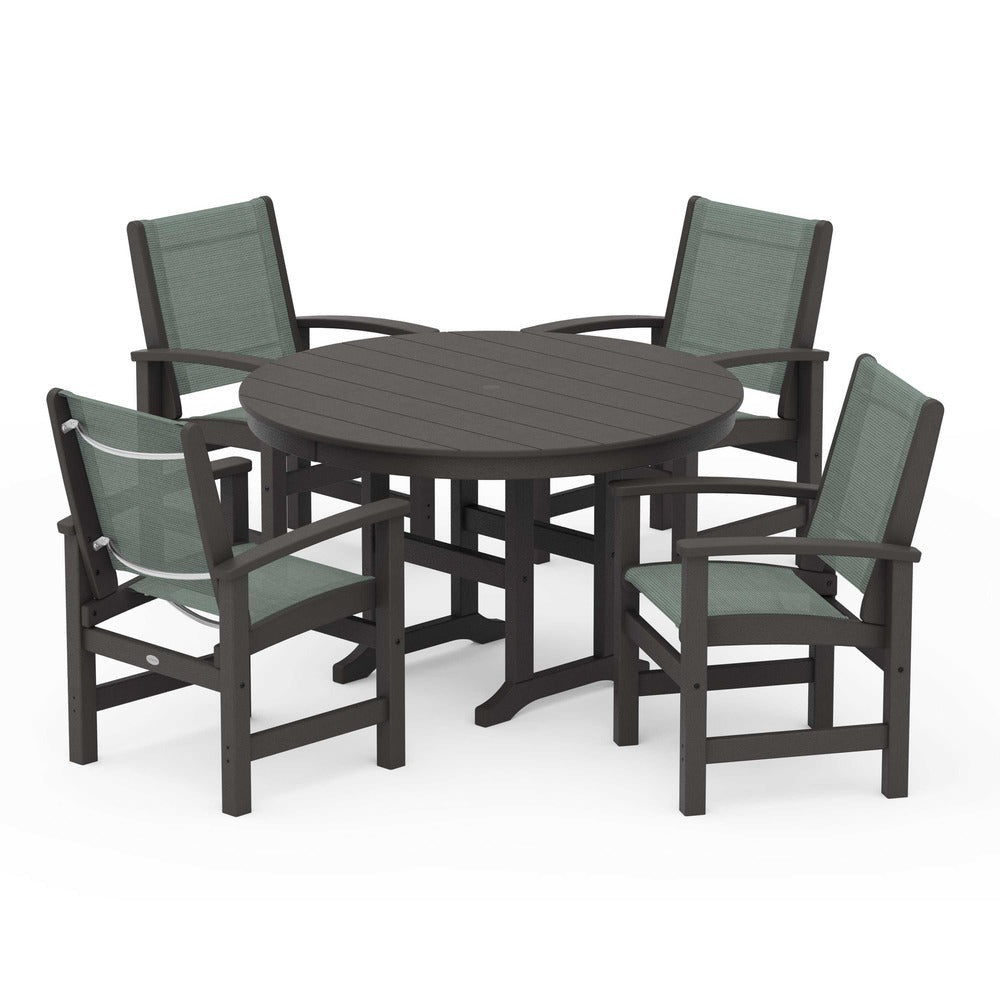 POLYWOOD® Coastal 5-Piece Round Farmhouse Dining Set - PWS155