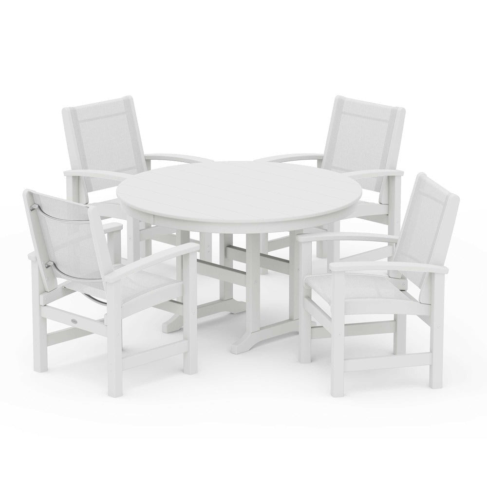 POLYWOOD® Outdoor Furniture POLYWOOD® Coastal 5-Piece Round Farmhouse Dining Set - PWS155