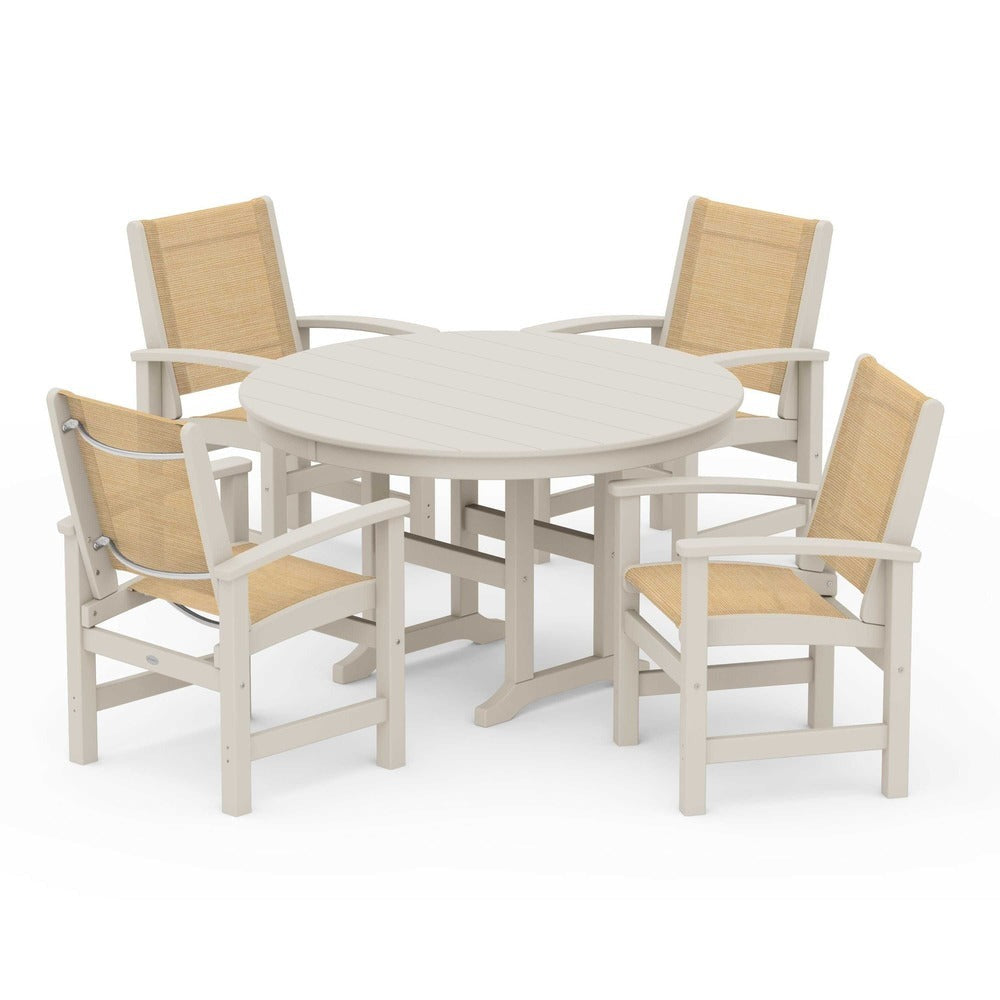 POLYWOOD® Coastal 5-Piece Round Farmhouse Dining Set - PWS155