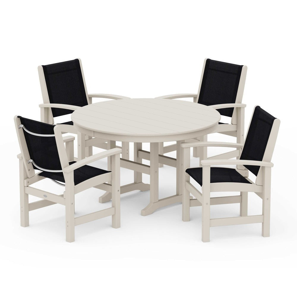 POLYWOOD® Coastal 5-Piece Round Farmhouse Dining Set - PWS155