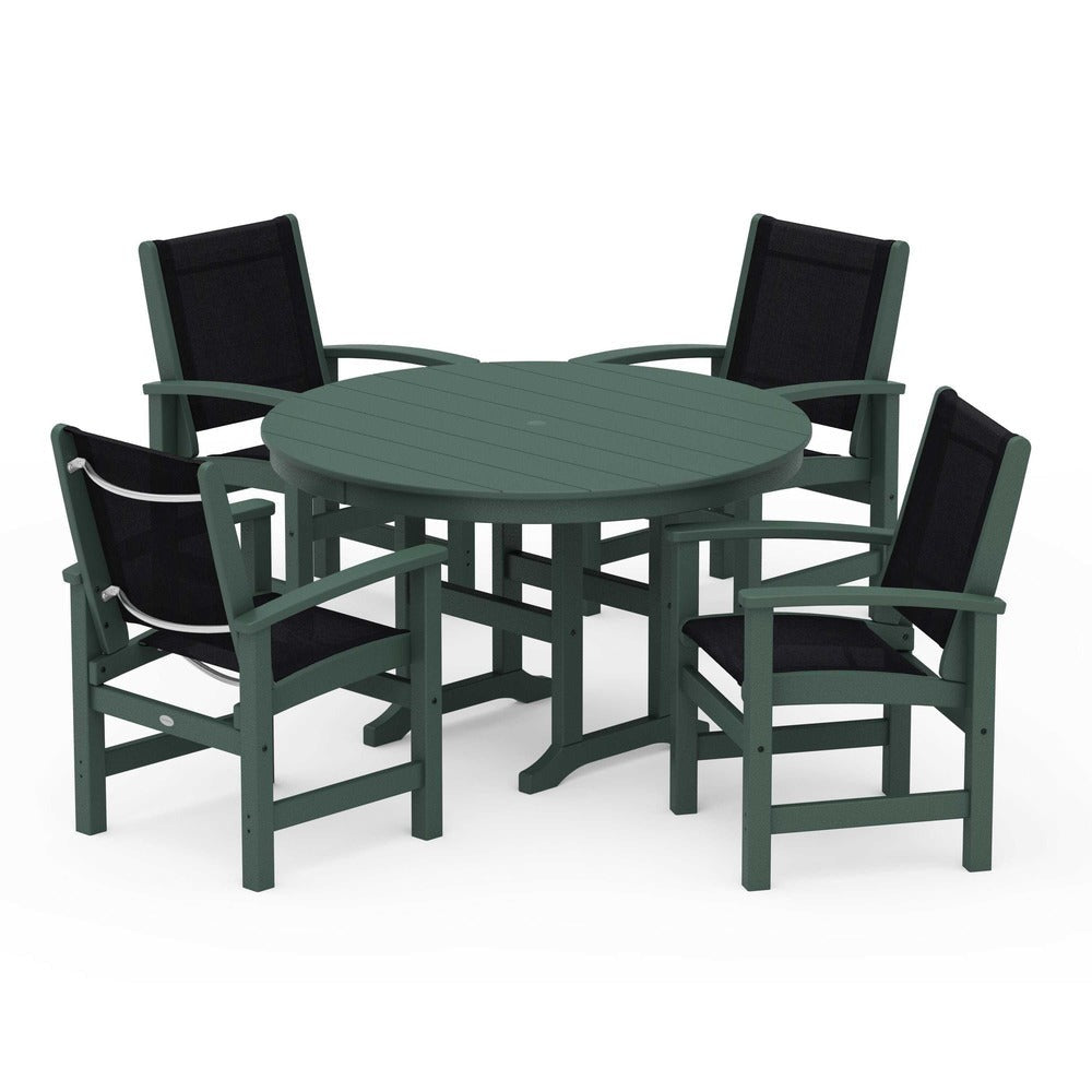 POLYWOOD® Coastal 5-Piece Round Farmhouse Dining Set - PWS155