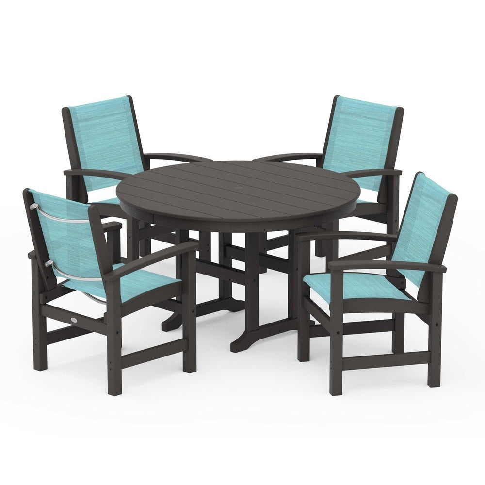 POLYWOOD® Coastal 5-Piece Round Farmhouse Dining Set - PWS155