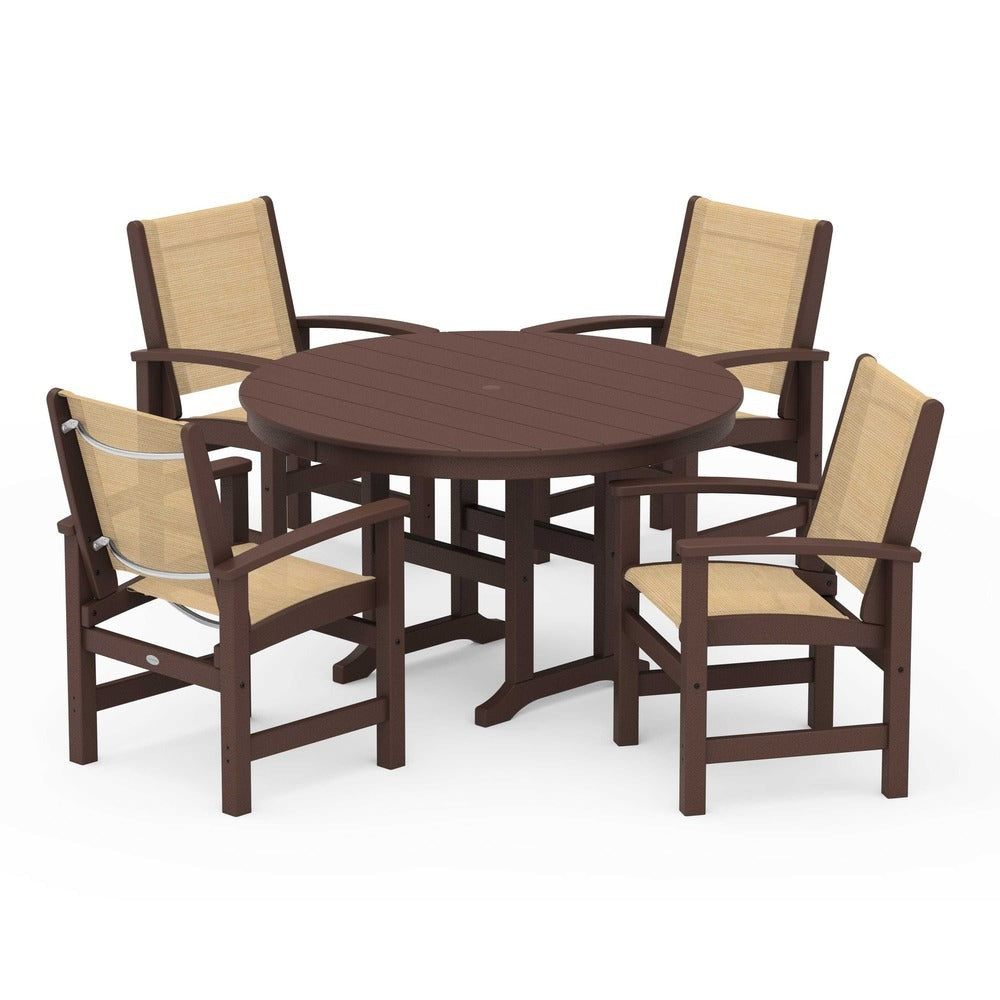 POLYWOOD® Coastal 5-Piece Round Farmhouse Dining Set - PWS155