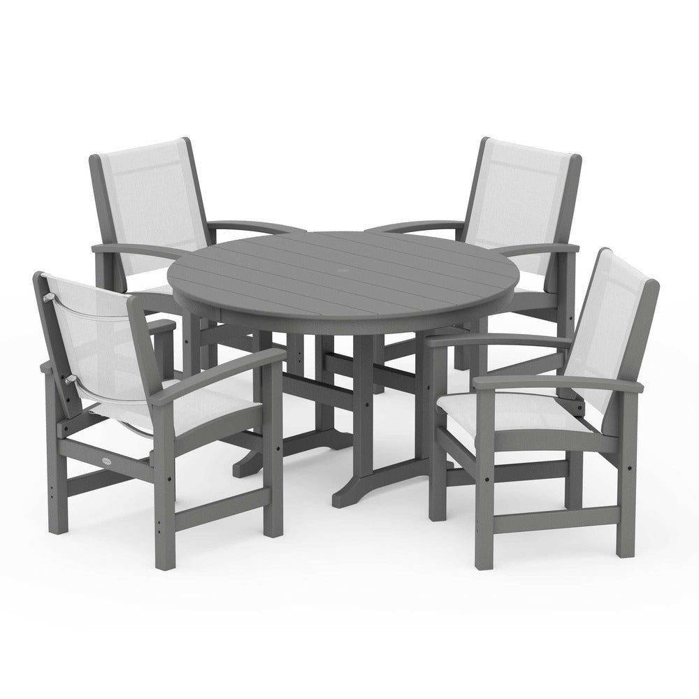 POLYWOOD® Coastal 5-Piece Round Farmhouse Dining Set - PWS155