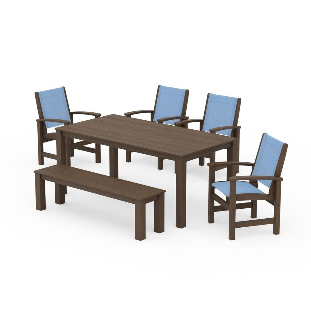 POLYWOOD® Outdoor Furniture POLYWOOD® - Coastal 6-Piece Parsons Dining Set with Bench - PWS2276