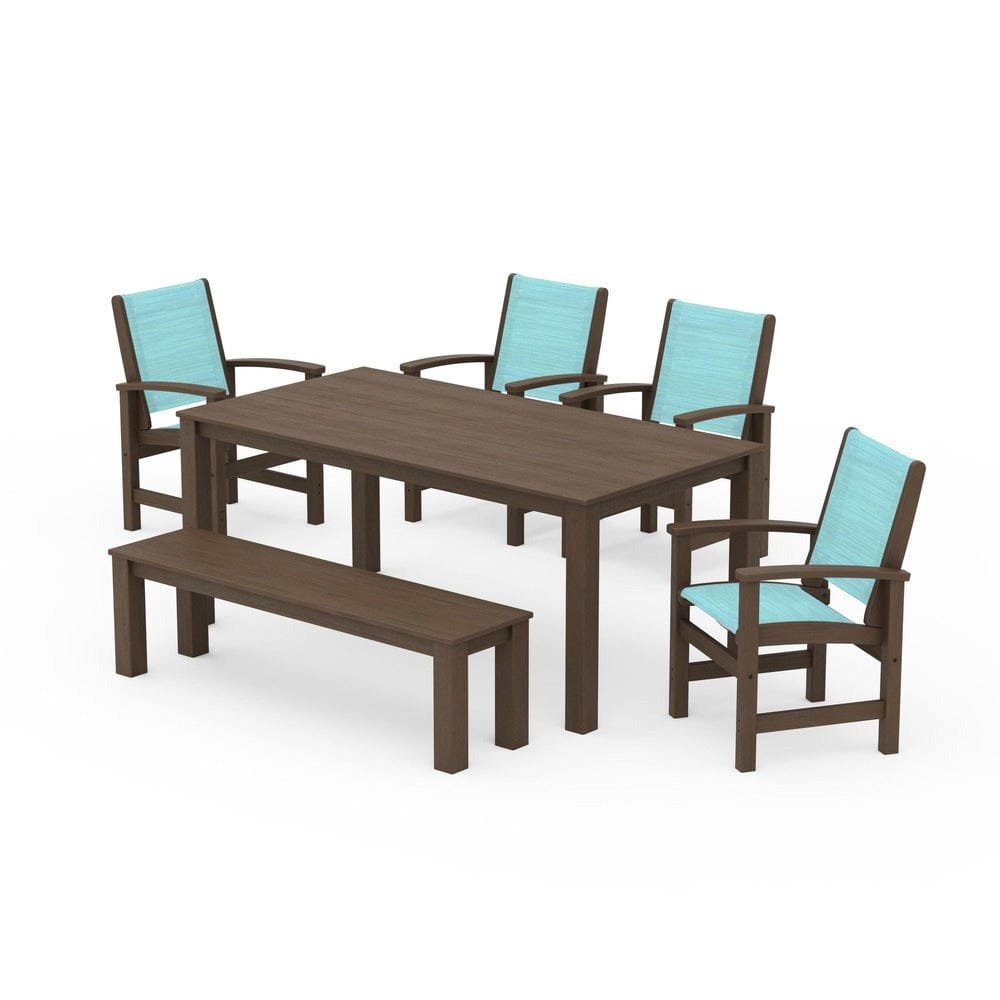 POLYWOOD® Outdoor Furniture POLYWOOD® - Coastal 6-Piece Parsons Dining Set with Bench - PWS2276