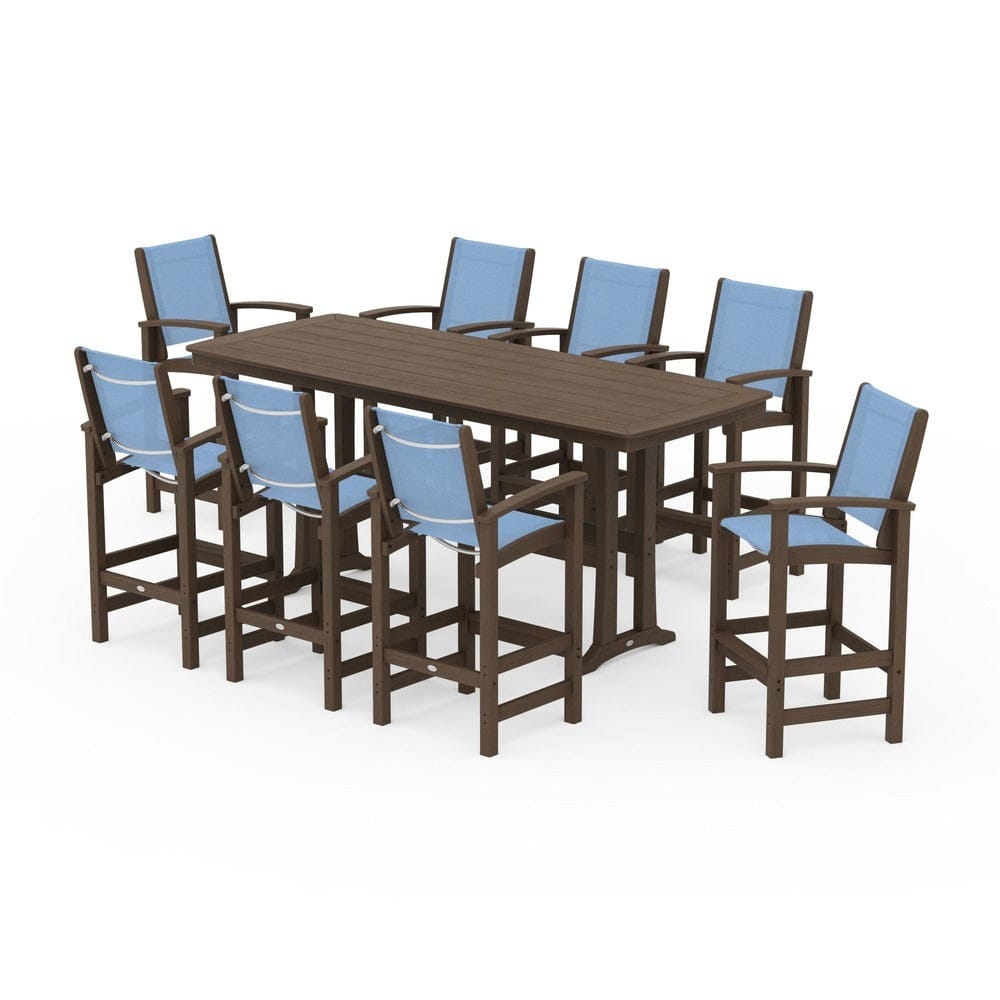 POLYWOOD® Outdoor Furniture POLYWOOD® - Coastal 9-Piece Bar Set with Trestle Legs - PWS1948