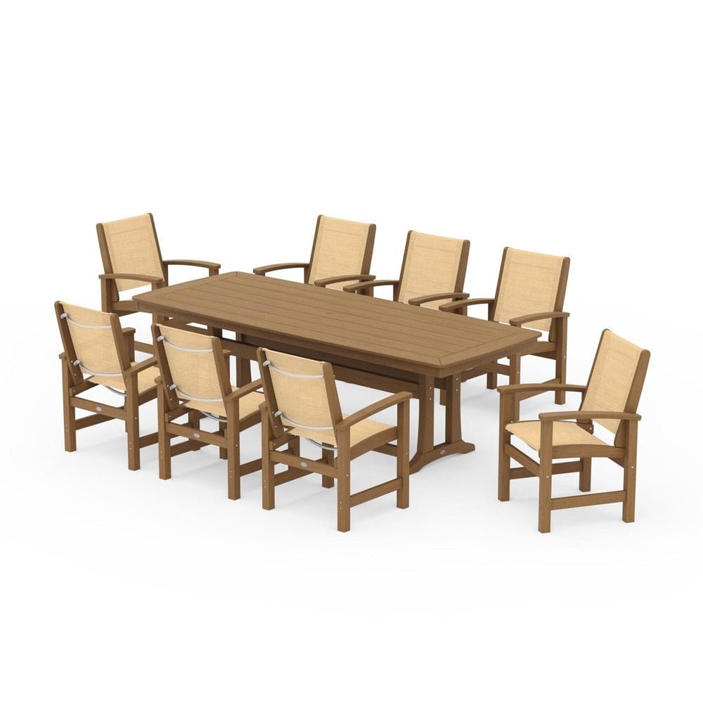 POLYWOOD® Outdoor Furniture POLYWOOD® - Coastal 9-Piece Dining Set with Trestle Legs - PWS1502