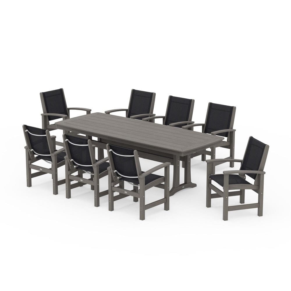 POLYWOOD® Outdoor Furniture POLYWOOD® - Coastal 9-Piece Dining Set with Trestle Legs - PWS1502