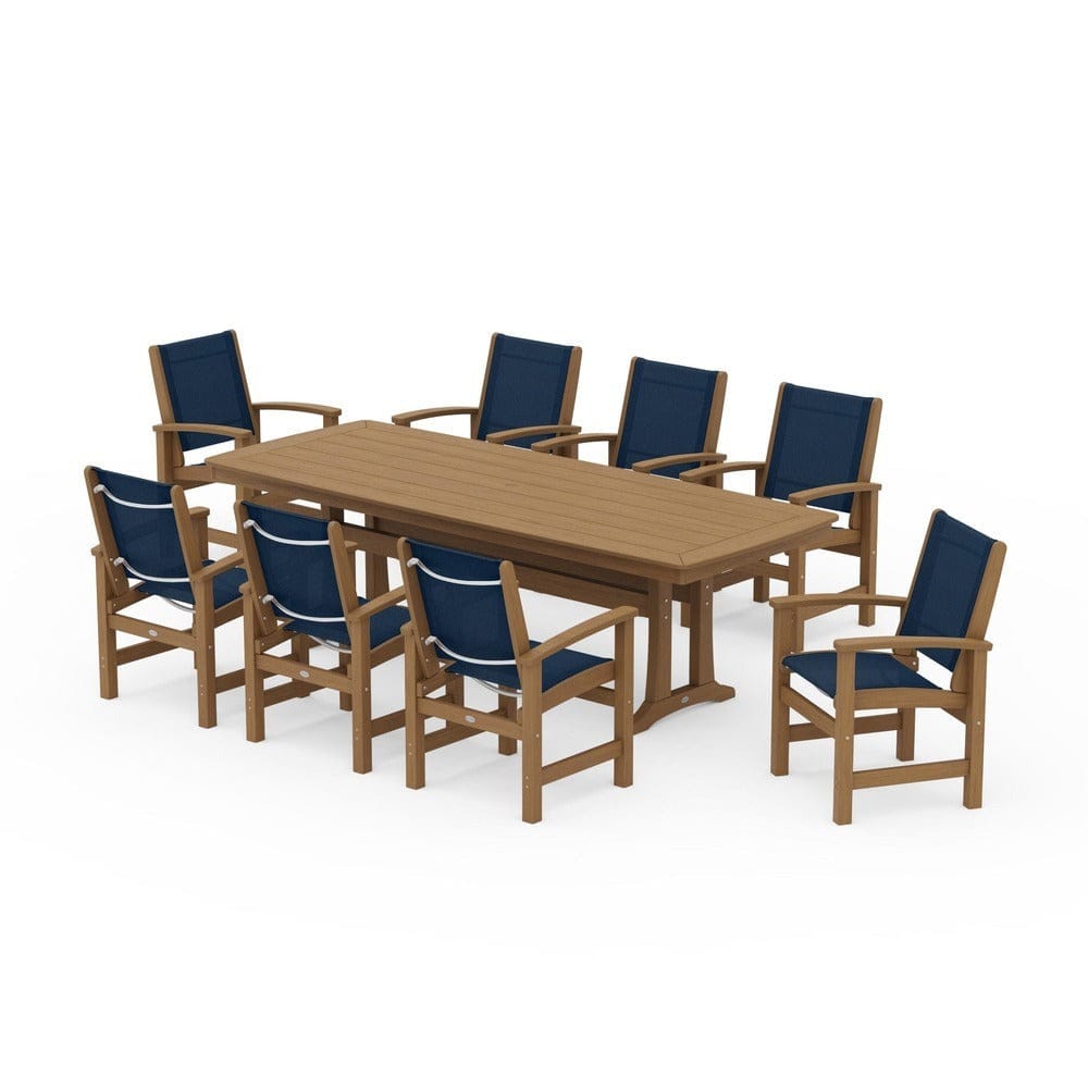 POLYWOOD® Outdoor Furniture POLYWOOD® - Coastal 9-Piece Dining Set with Trestle Legs - PWS1502
