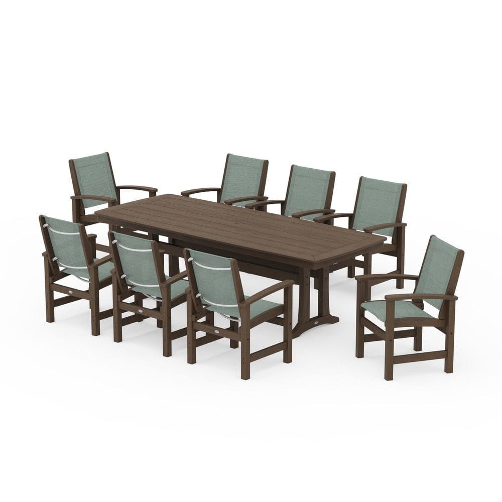 POLYWOOD® Outdoor Furniture POLYWOOD® - Coastal 9-Piece Dining Set with Trestle Legs - PWS1502