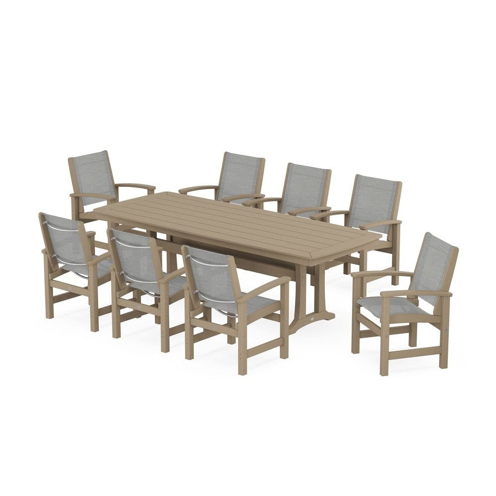 POLYWOOD® Outdoor Furniture POLYWOOD® - Coastal 9-Piece Dining Set with Trestle Legs - PWS1502