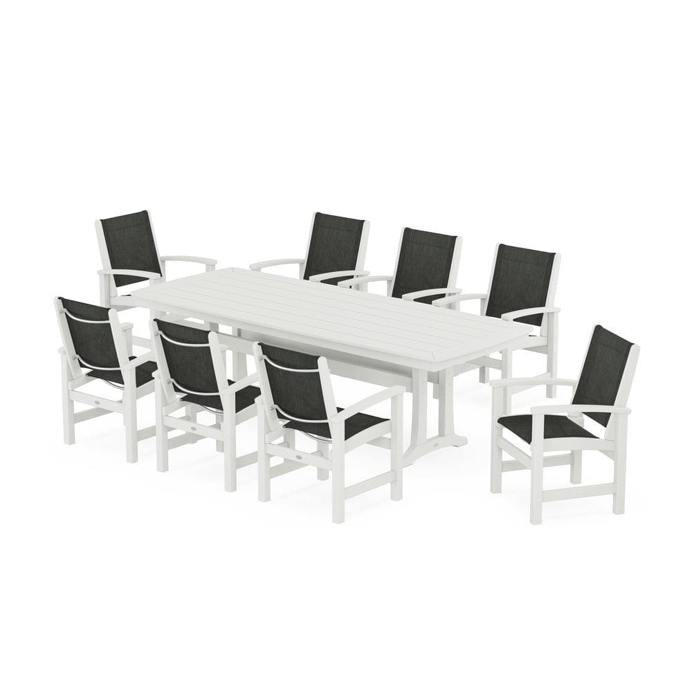 POLYWOOD® Outdoor Furniture POLYWOOD® - Coastal 9-Piece Dining Set with Trestle Legs - PWS1502